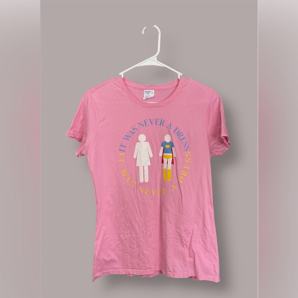 Port and Company Pink Tee with Empowering Graphic